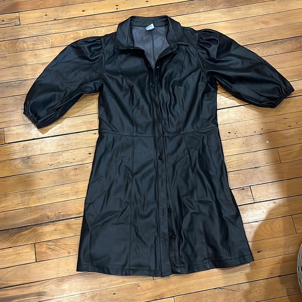H&M black faux leather dress
